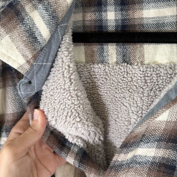 Carbon2Cobalt Jacket Men's XL White Brown Plaid Button Up Pockets 100% Cotton - Picture 6 of 11